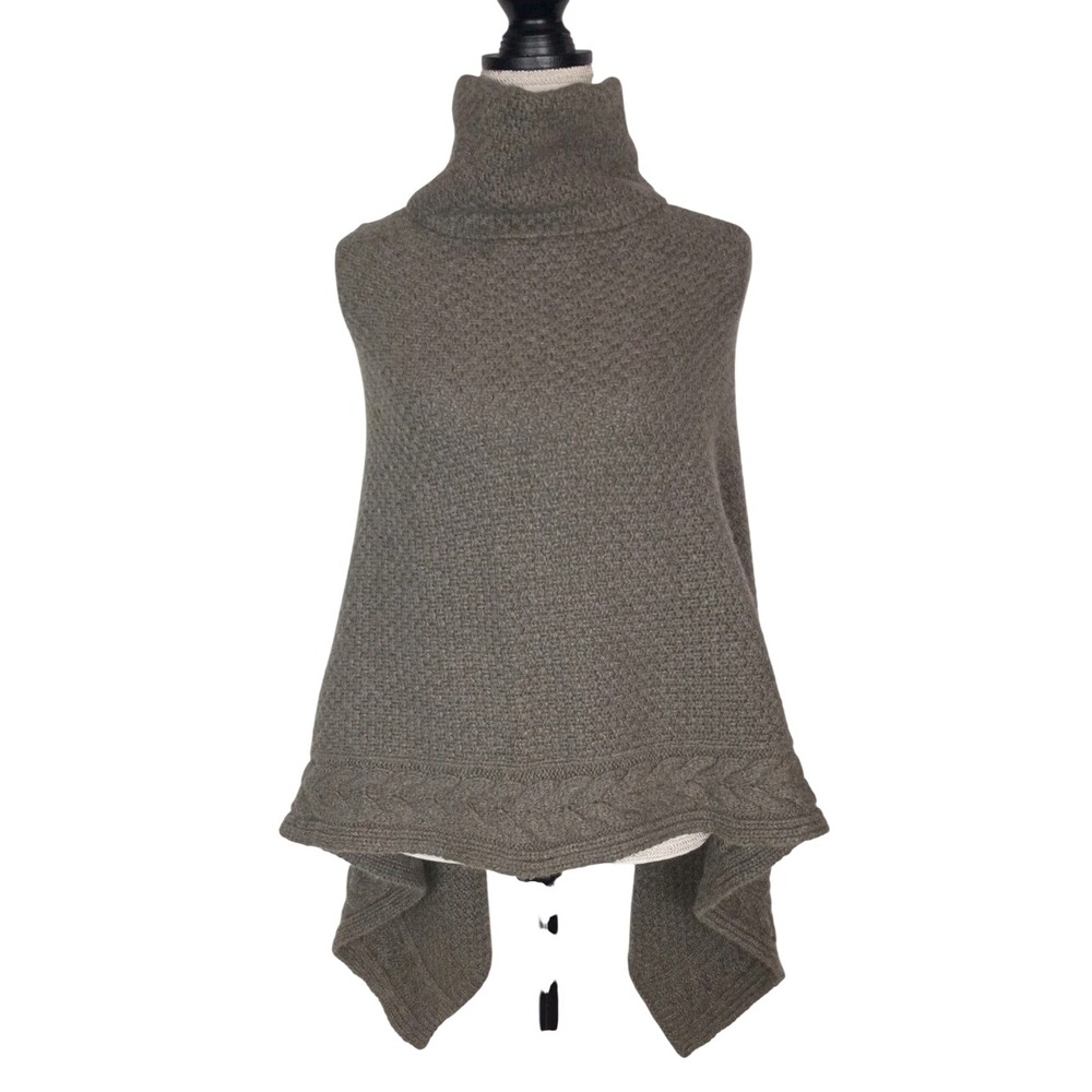 Ply Cashmere Gray Turtle Neck Poncho Size All One‎ Size